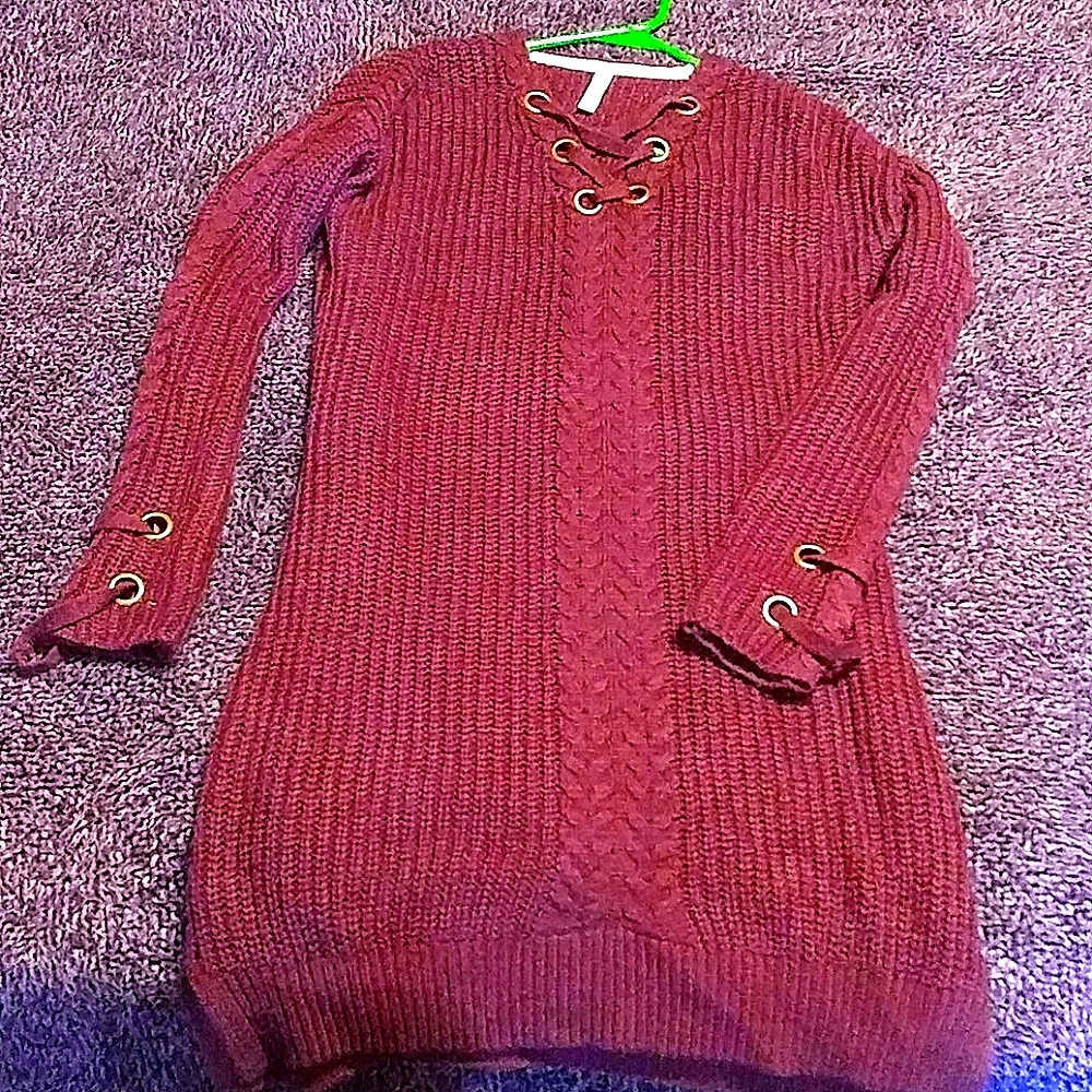 Burgundy sweater dress